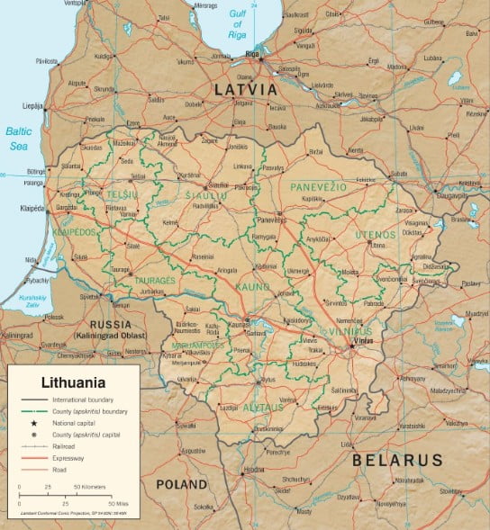 Mapa - Lituania